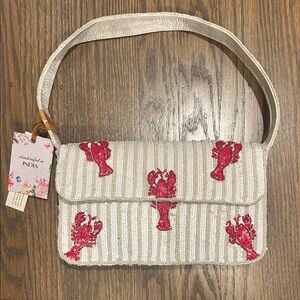Lobster Beaded Bag — beige and white Viral TikTok
